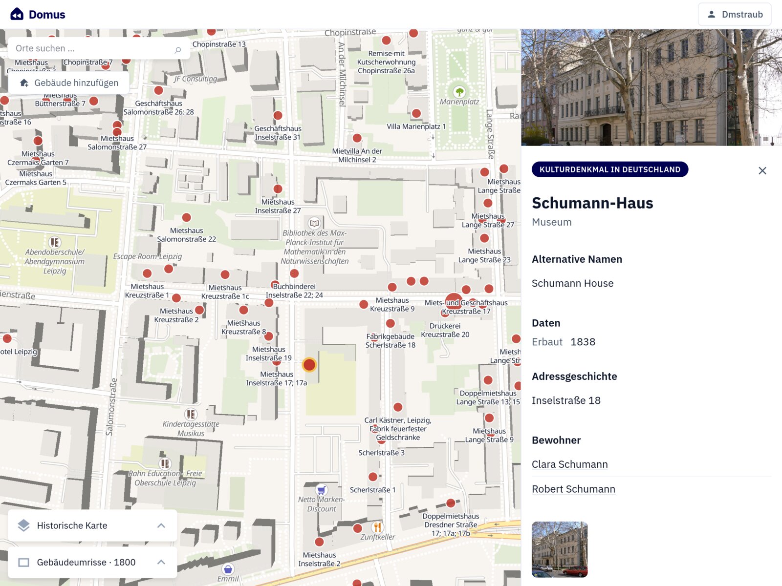 Domus showing the Schumann-Haus in Leipzig